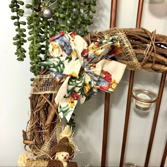 Thanksgiving Fall Scarecrow Wreath Autumn Holiday Decor - Picture 2 of 6